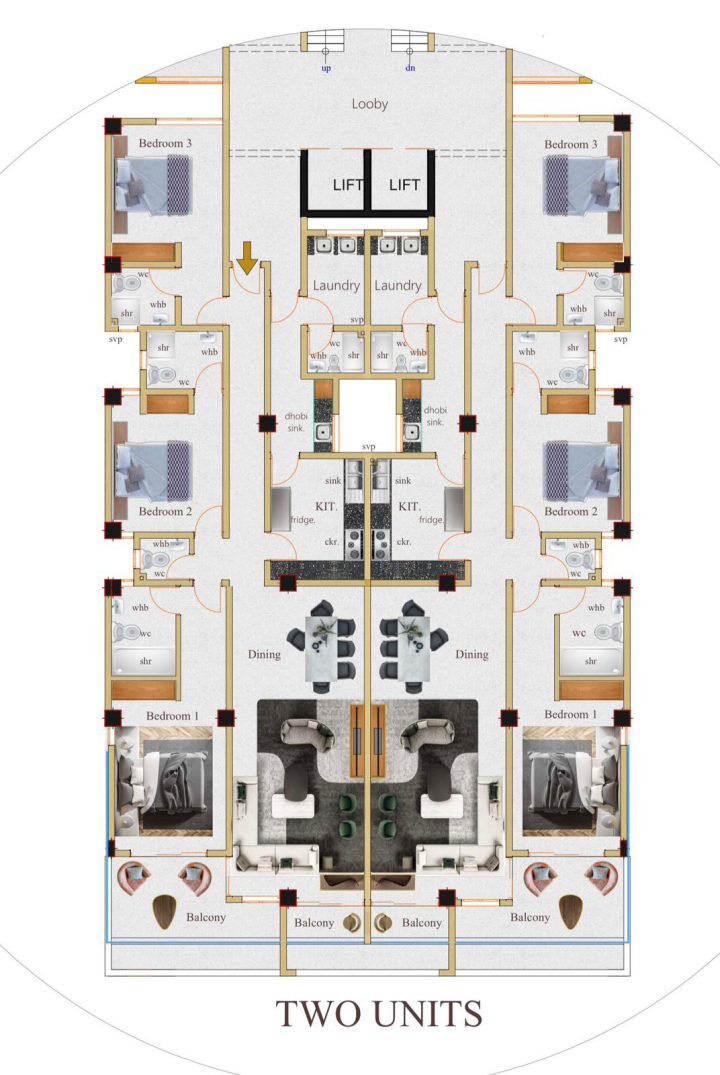 Typical floor — two units